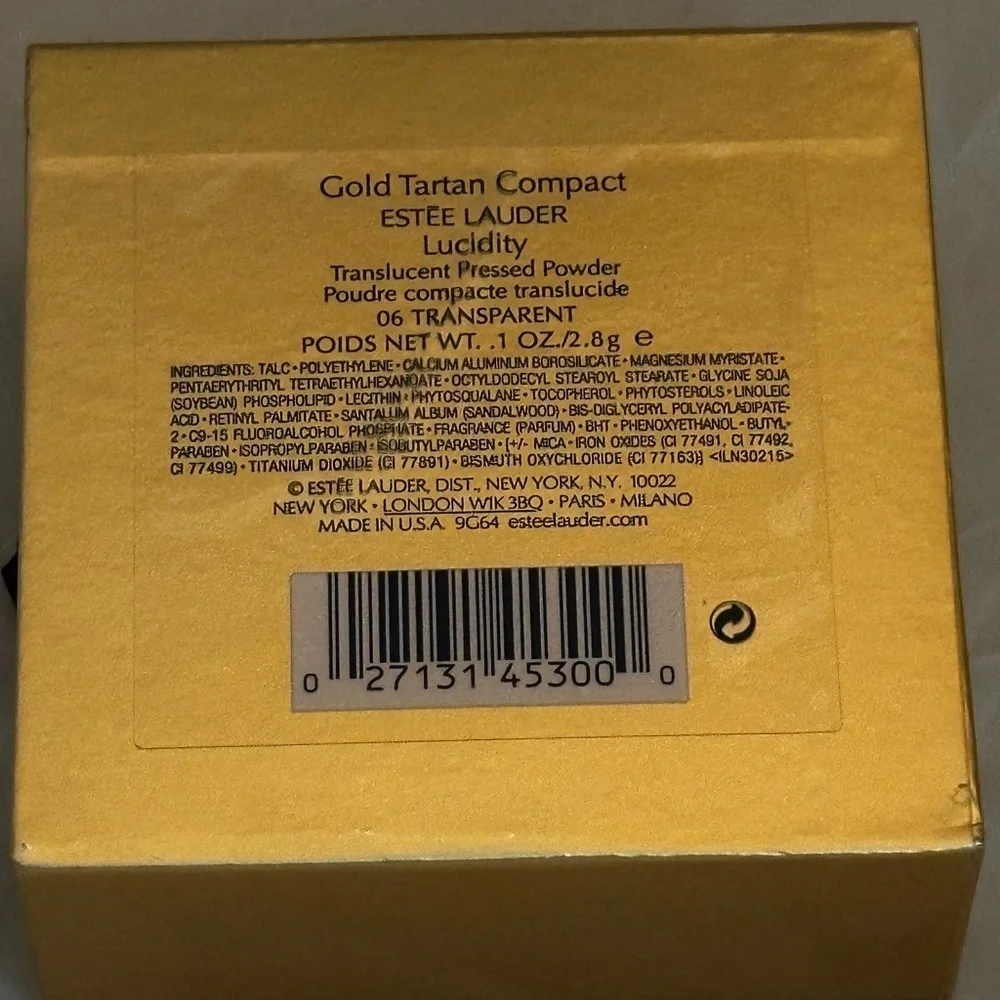 Estee Lauder Gold Plaid Tartan Compact- Lucidity